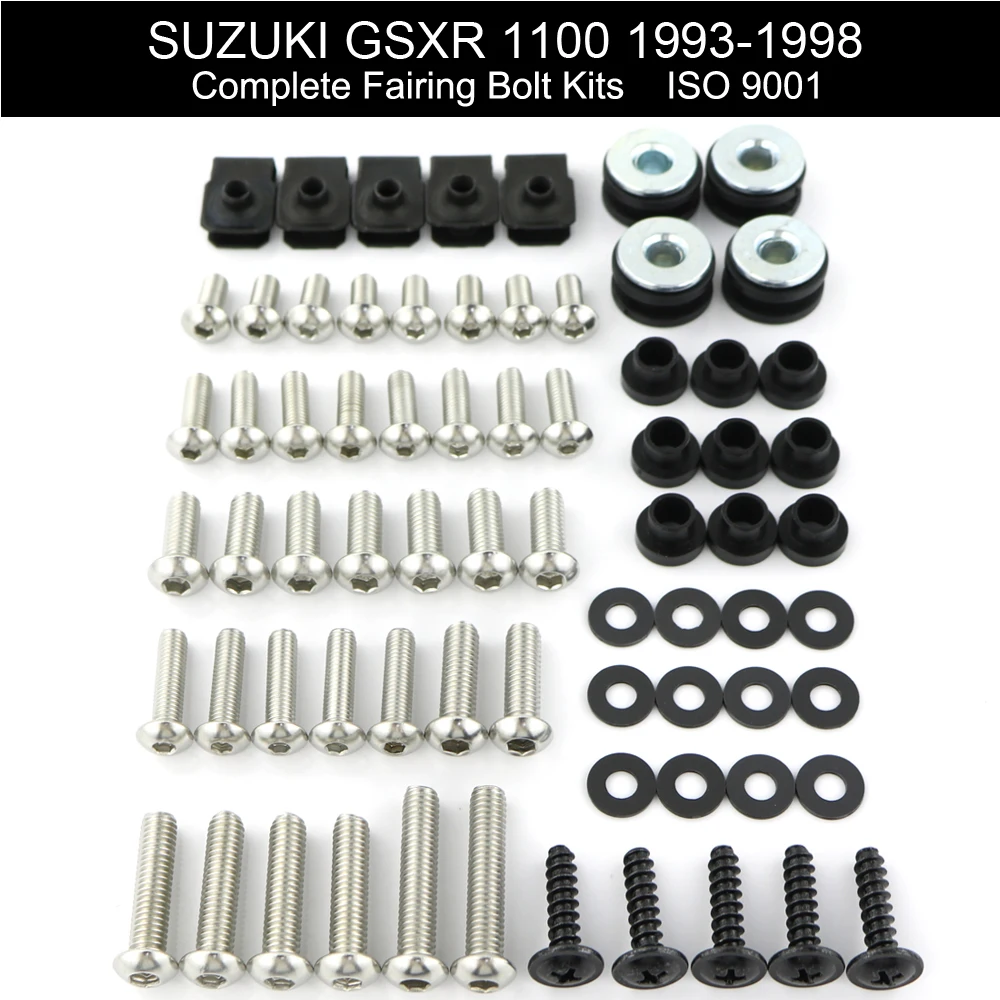 Fit For Suzuki GSXR 1100 GSXR1100 1993-1998 Complete Full Fairing Bolts Kit Bodywork Screws Clips Speed Nuts Covering Bolts