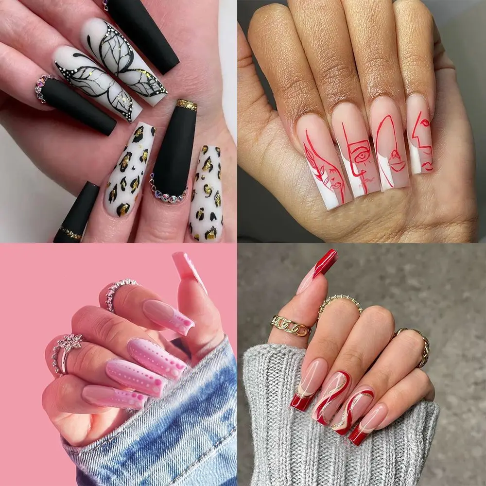 24 stks/doos afneembare volledige dekking manicure tool draagbare nepnagels doodskist kunstnagels nageltips