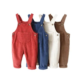 Lawadka 1-3T Corduroy Newborn Baby Jumpsuit For Girls Fashion New Spring Autumn Kids Pants For Boys Solid Pocket Overalls 2021