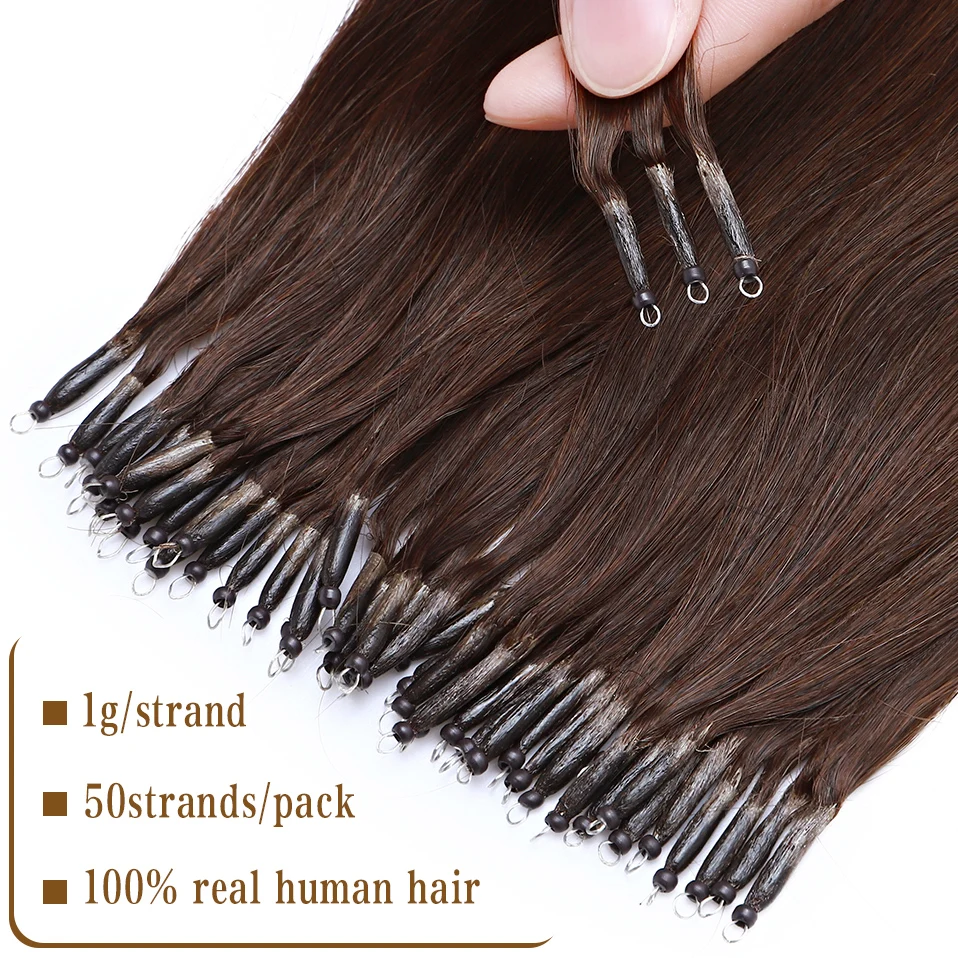 S-noilte-Extensions de Cheveux Humains Lisses, Couleur Blond Naturel, Micro Perle, Boucle Pré-collée, 22 Pouces, 1g/Brin, 50 Pièces