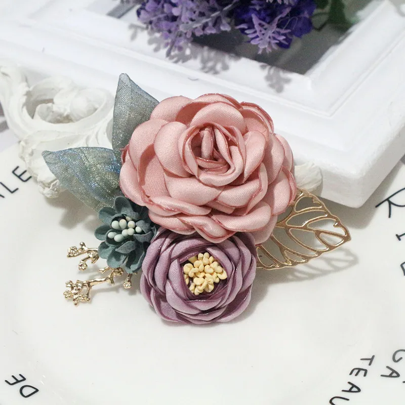5Pcs 8CM Handmade DIY Large Satin Fabric Artificial Rose Flowers For Wedding Party Craft Home Decoration