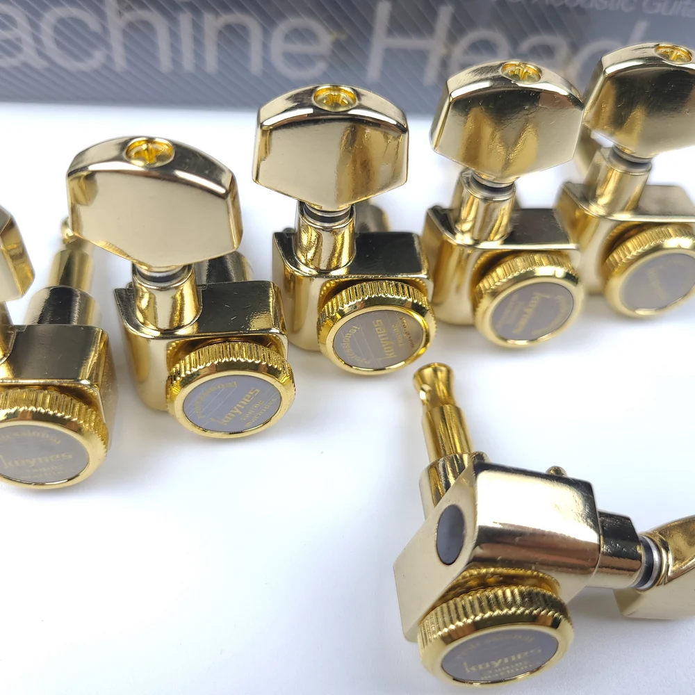 1 Set 6 In-line No Screw Locking Electric Guitar Machine Heads Tuners Lock String Tuning Pegs Gold Golden