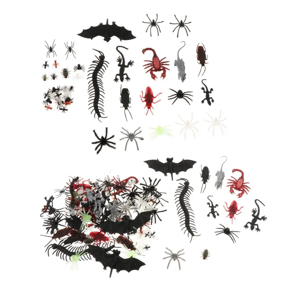 44/150Pcs Insect Models Plastic  Joke Gags Plastic Bugs Halloween Gadget Education Toys