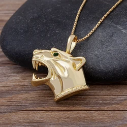 Nidin New Arrival Hiphop Wolf Head Pendant Necklaces For Men Women Chain Street Rock Punk Animal Jewelry Party Gift  Accessories