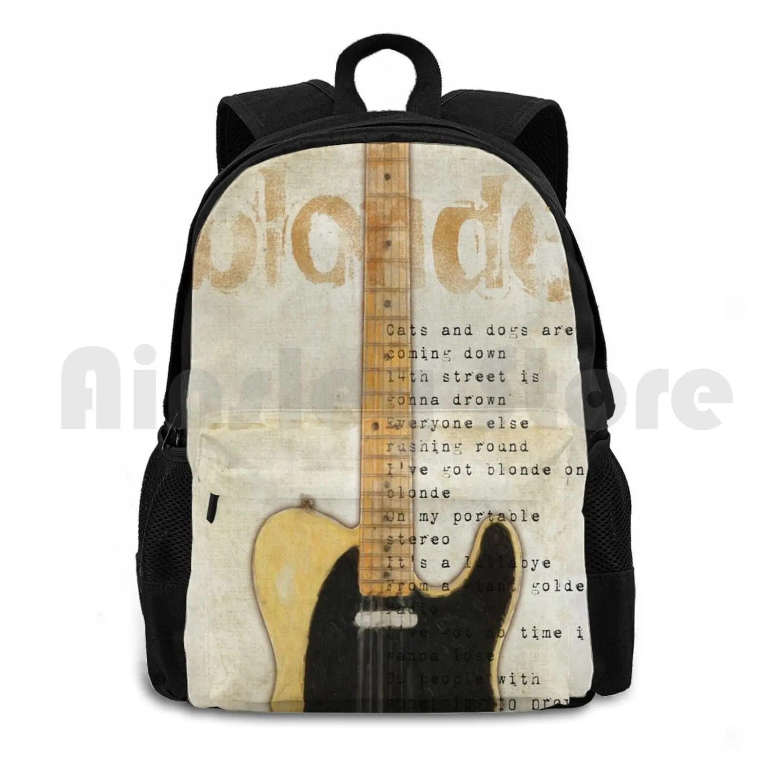 Blonde On Blonde Outdoor Hiking Backpack Riding Climbing Sports Bag Telecaster Guitar Music Blonde