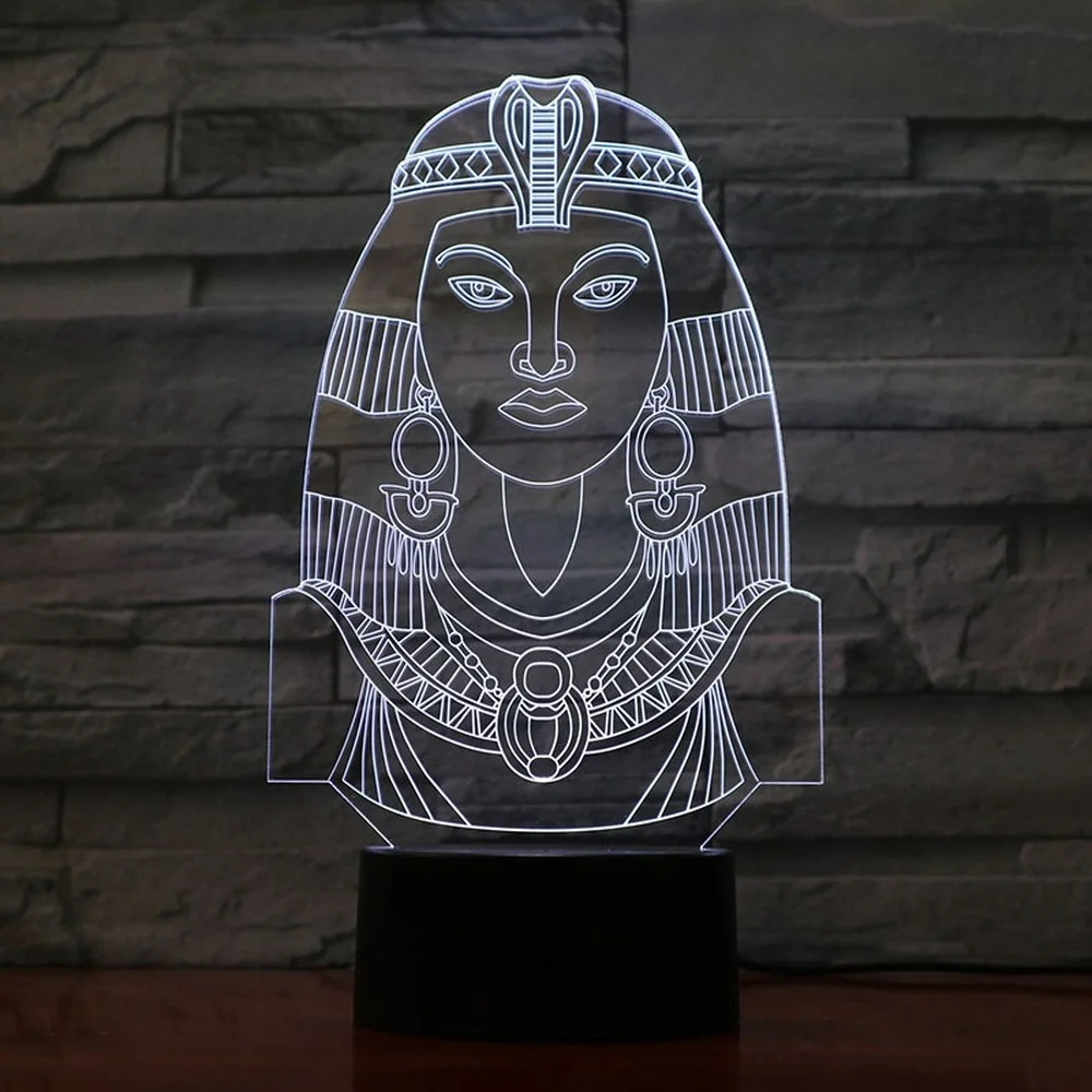 Egyptian Female Pharaoh 3D Night Lights Optical Illusion Lamp 7 Color Changing Table Lamp Christmas Birthday Gift for Boys Girls