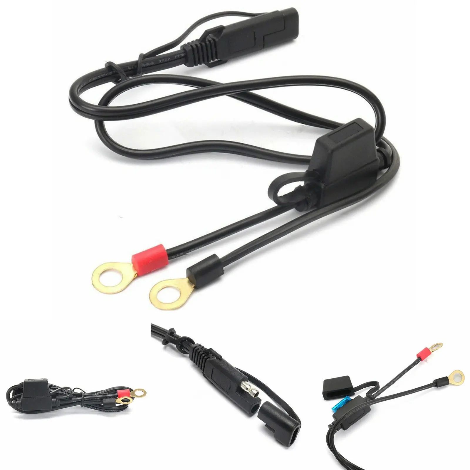 12-24v Volt Motorcycle Battery Terminal Ring Sae Connector Harness Charger Adapter Cable Extension Cord Cable Harness