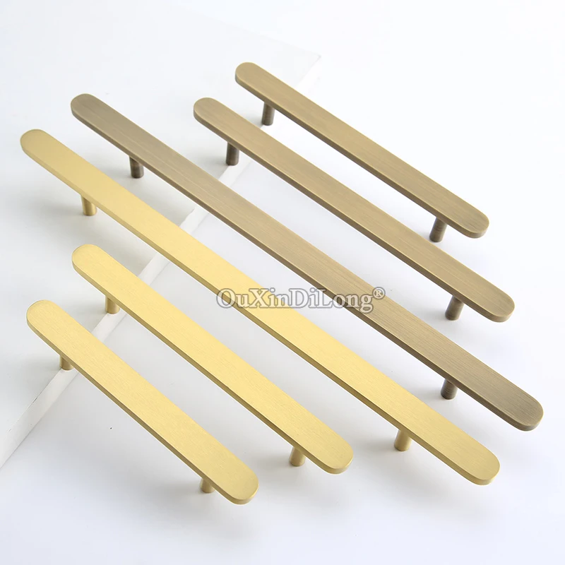 4PCS Brass Furniture Handles Cabinet Wardrobe Door Pulls Handles Cupboard Overlength Handles Drawer Knobs Gold/Bronze FG752