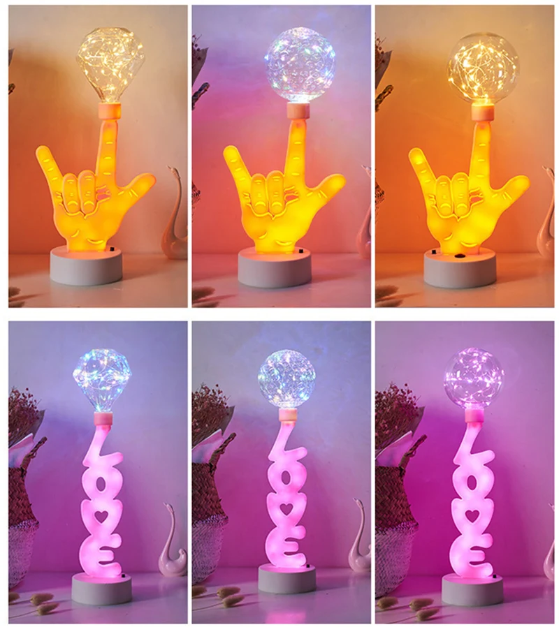 Gesto amore LED Neon Light Sign con telecomando confessione creativa Wedding Nightlight Party Decor Room Table Gift