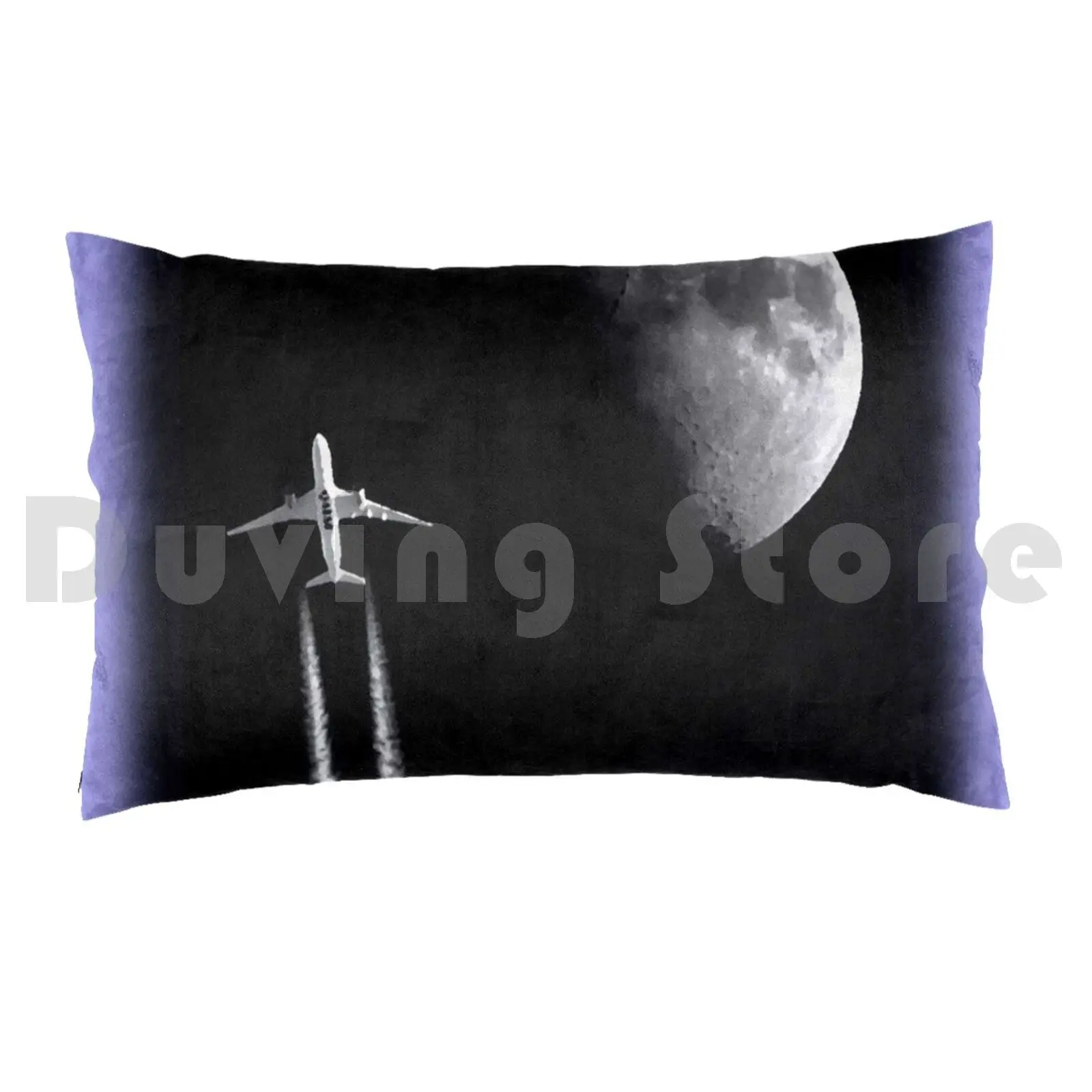 Moon Pass Pillow Case DIY 50*70 A350 Moon Condensation Flypast Evening Aviation Half Moon Space Astronaut Plane Airplane