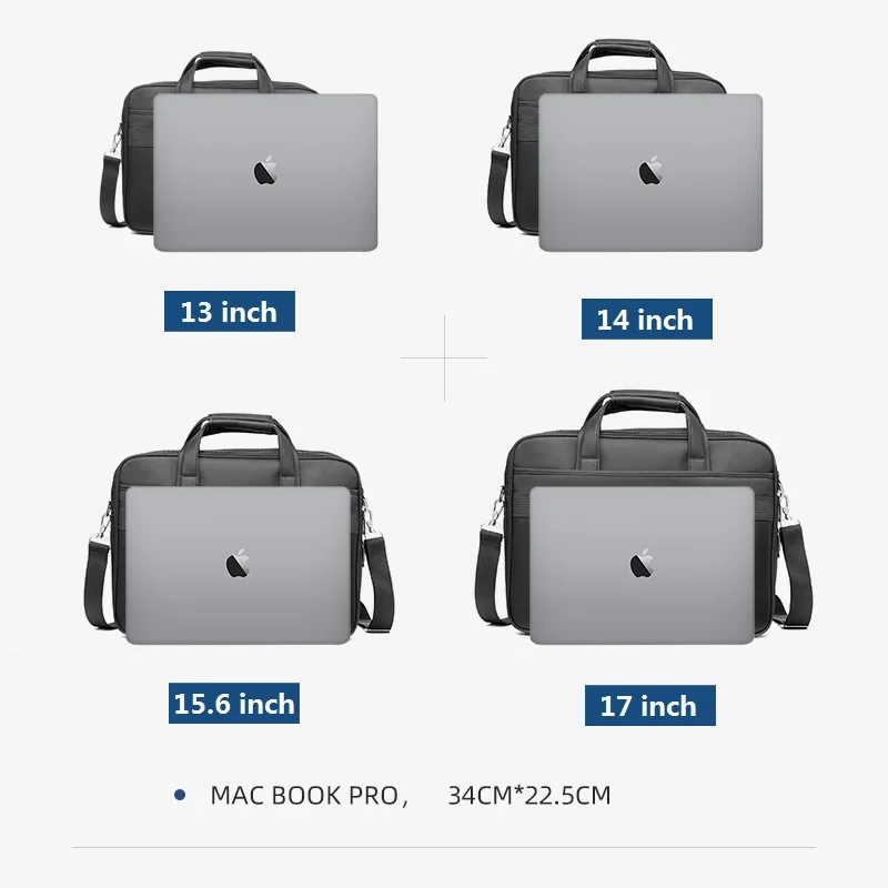 Tas selempang bisnis pria, tas Laptop Oxford kapasitas besar tahan air 13 14 15.6 17 inci