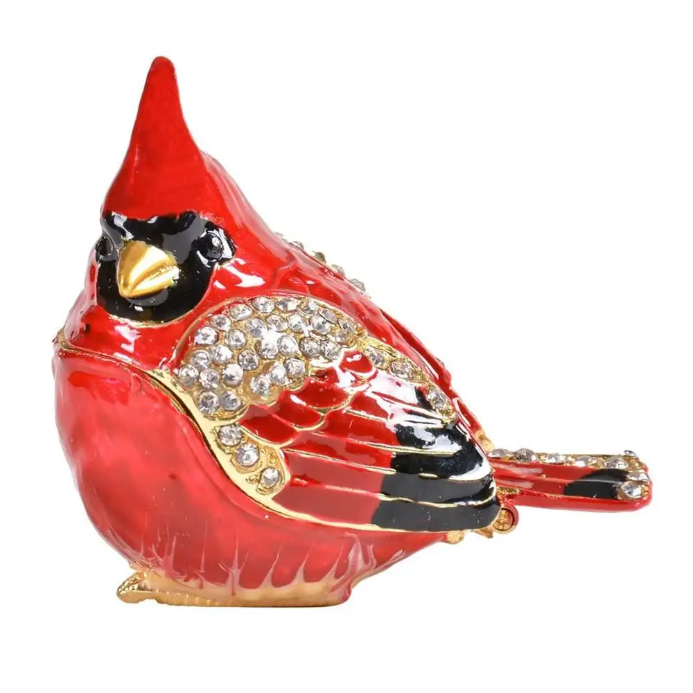 Bird Trinket Box Spoontiques Cardinal Metal Enameled Animal Figurine Collectable Wedding Jewelry Ring Holder Organizer