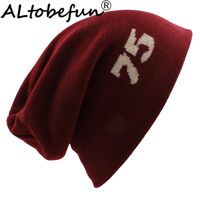 

ALTOBEFUN Stars Design Men Baggy Knitted Skullies Bonnet Winter Warm Hats For Girl Beanie Women Faux Fur Winter Hat Caps BHT073