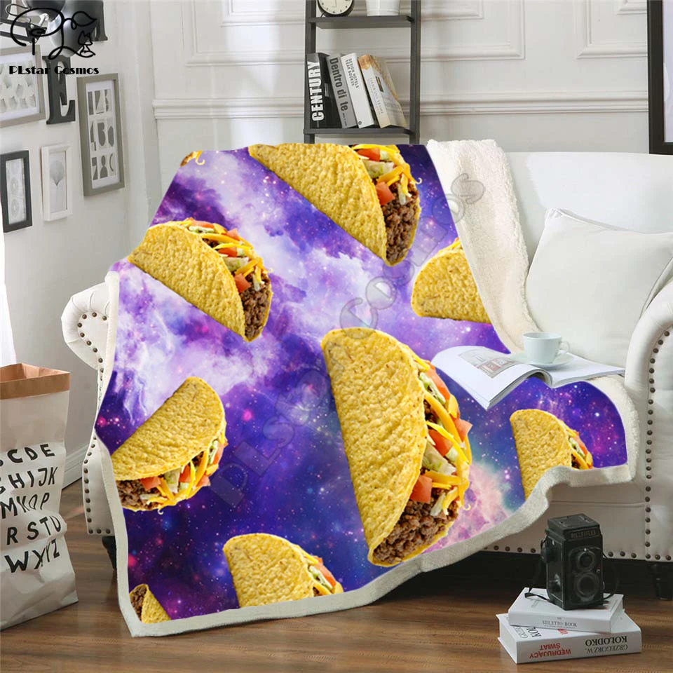 Taco Galaxy Fleece Blanket Plush 3d Printed for Adults Sofa Sherpa Fleece Bedspread Wrap Throw Blanket