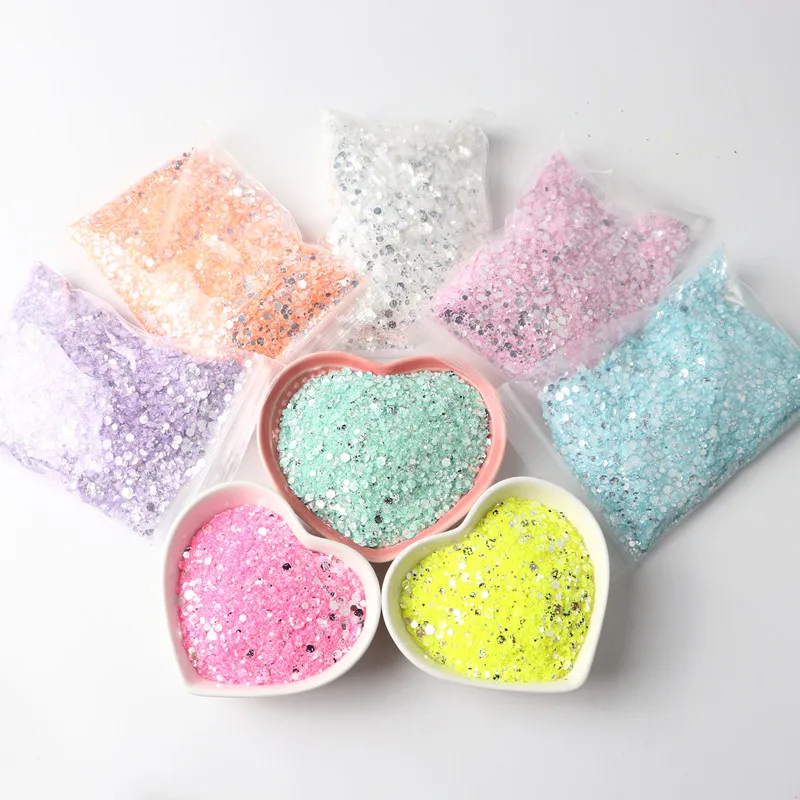 50g3D Mirror Nail Glitter Silver Nail Art Mermaid Glitter Hexagonal Sequins Holographic Pigment Powder Manicure Decoration Tips