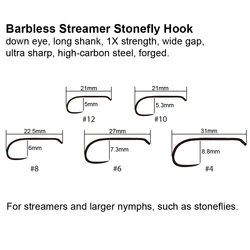 Ganchos para mosca sin púas Bimoo Streamer Stonefly & Bugger