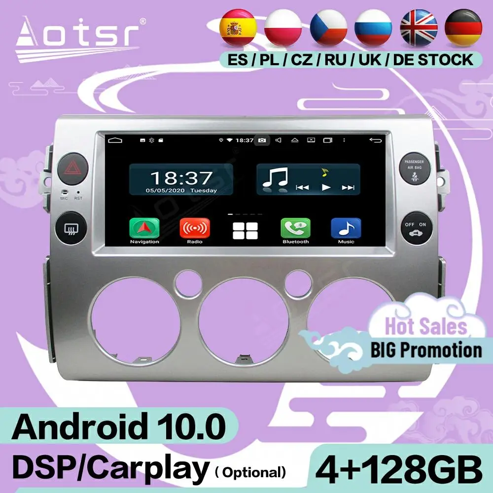 128G Carplay Multimedia Stereo Android Player For Toyota FJ Cruiser 2007- 2015 2016 2017 2018 GPS Audio Radio Receiver Head Unit