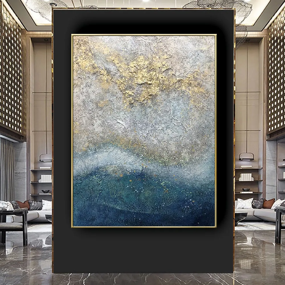 

Best Selling Modern Oil Painting On Canvas Hand-Painted Gold Foil Wall Art Pictures For Home Paintings Decor Living Room Mural