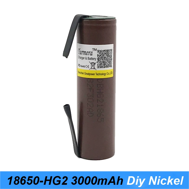 battery 18650 HG2 3000mAh with strips soldered batteries for screwdrivers 30A high current + DIY nickel inr18650 hg2