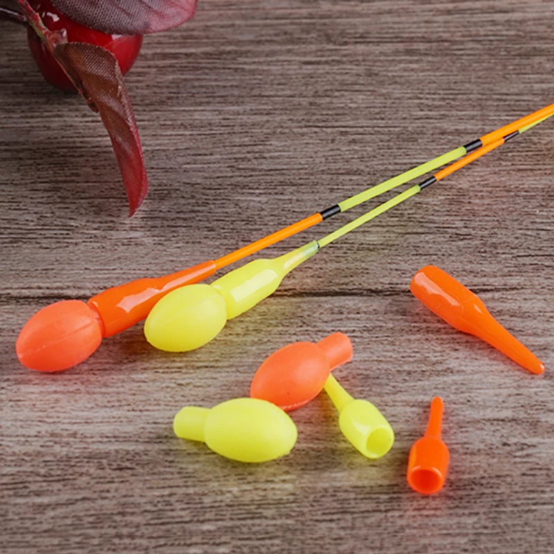 10PCS Fishing Float Rubber Beans Connectors Vertical Buoy Drift Tail Conspicuous Rubber Beans Connectors Color Random Fish Tool