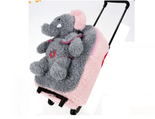 1-6 years old children\'s trolley suitcase Detachable trolley school bag elephant doll Kindergarten backpack rolling luggage bags