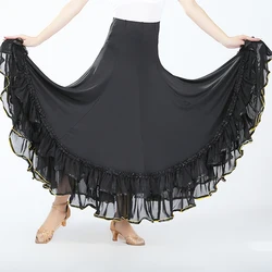 New Elegant Waltz Modern Dance Maxi Dress National Standard Ballroom Skirt Tango Dancing Gown Ruffles Dance Costumes