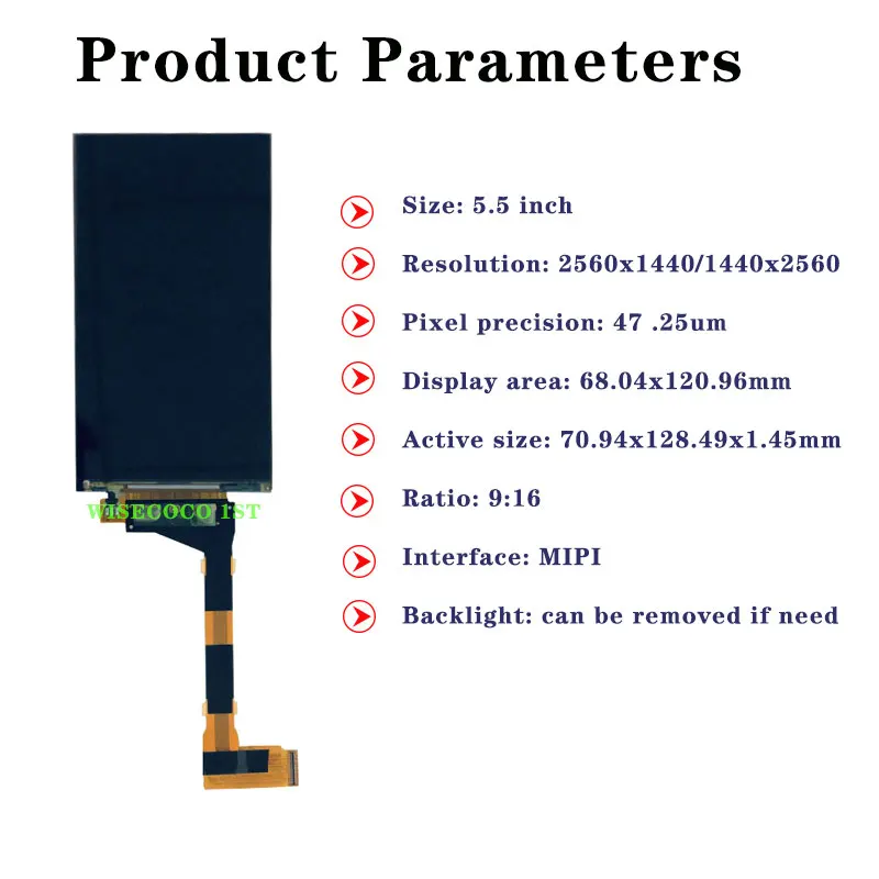 Imagem -02 - Polegada 2k Tela Lcd 2560x1440 Ls055r1sx03 para Photon Wanhao d7 Light-cura 3d Impressora Painel de Exibição Backlight Removível 5.5