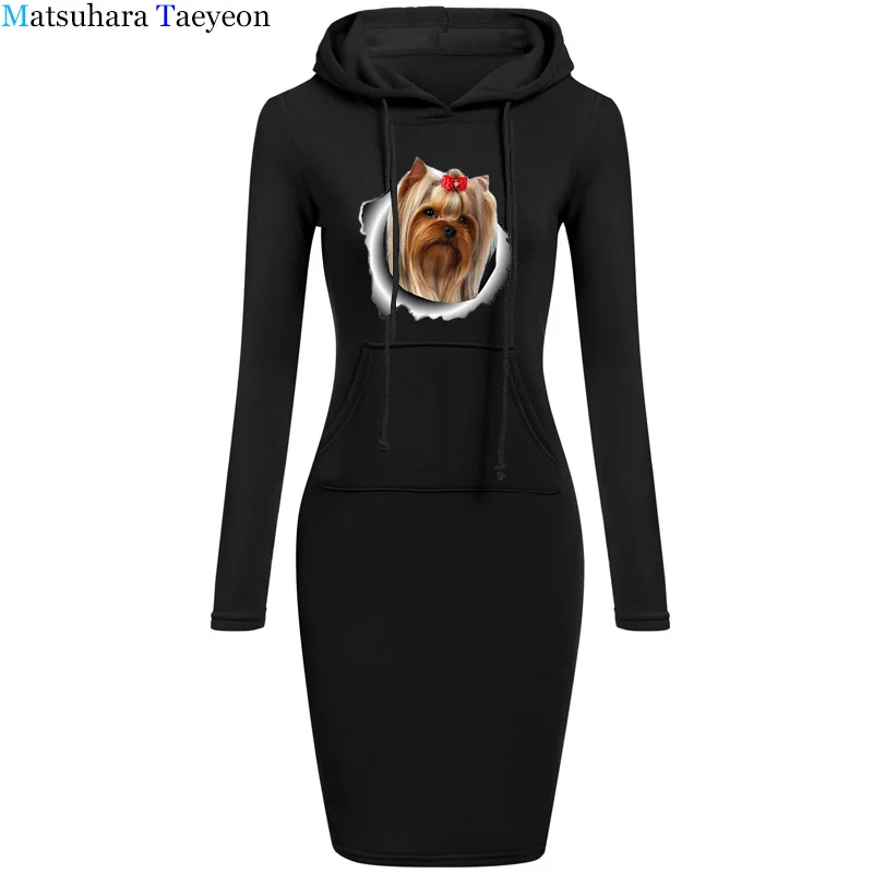 Women's dress lovely Pet Dog Pink Dresses New Fashion Print dress fashion 2020 Casual long Sleeve Clothing