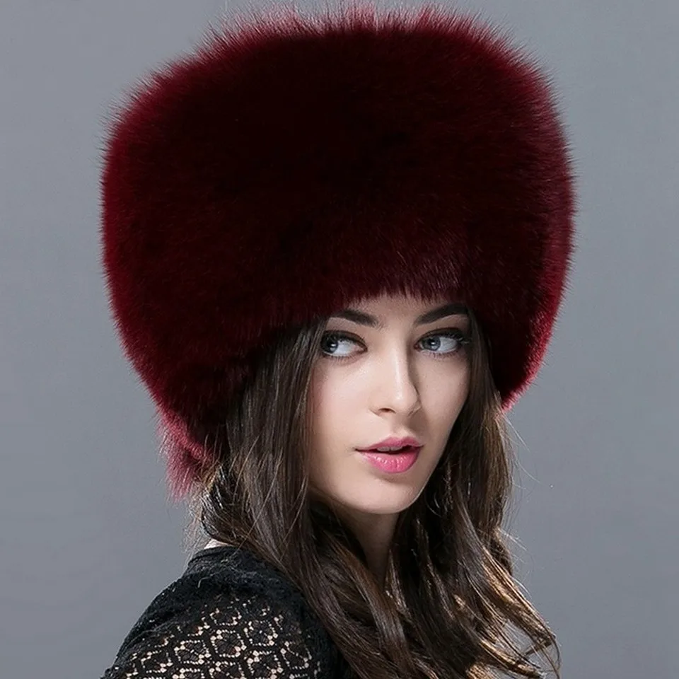 FXFURS Autumn and winter 20201New Women \'s Genuine Raccoon Russian Fur Hat Real Fox Fur Hat Dome Mongolian Hat FXH-161013