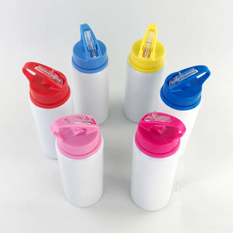 12pcs/lot Sublimation Blank Sports Cup 600ml  Water Bottle Sports Kettle Sport Travel Cup Sippy Cup with Drinking straw