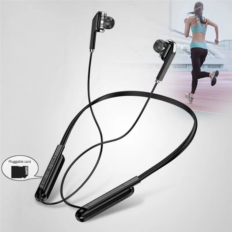 Headset Neckband Handsfree Sport Headphone Support TF Card Earphones Stereo Earbuds with Mic for iPhone Android