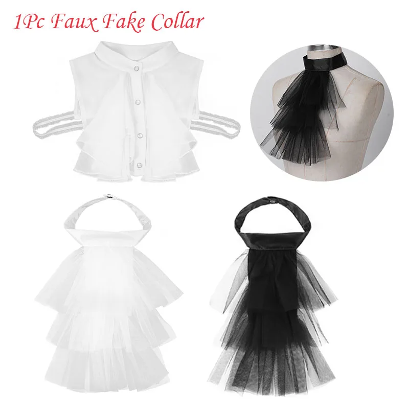 

1Pc Women Detachable False Collar Retro Palace Chiffon Ruffle Shirt Suit Decor Neck Collar Costume Accessories Cosplay Prop