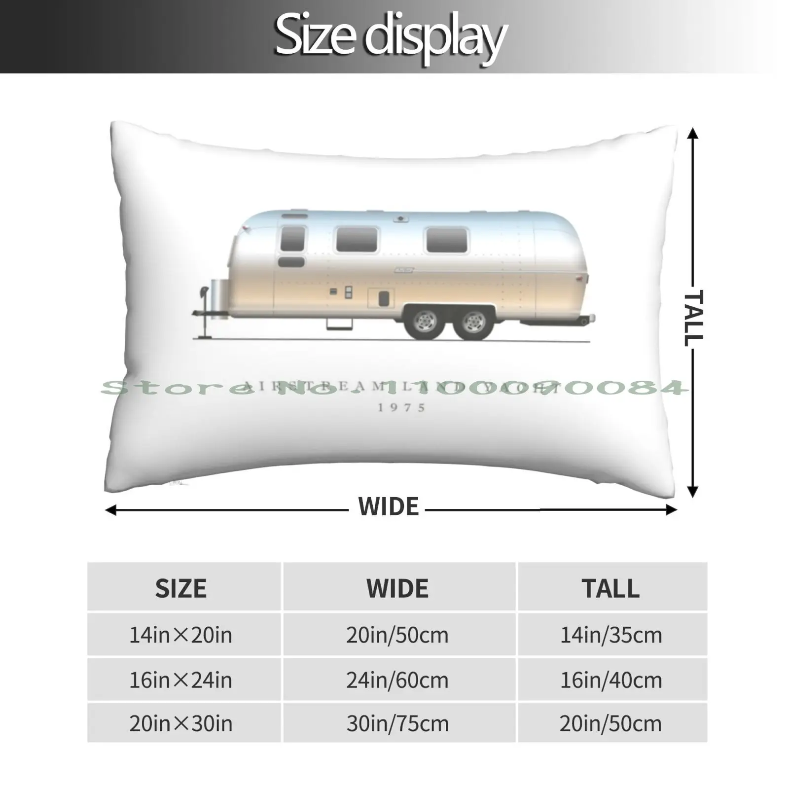 Airstream Vintage Trailer Pillow Case 20x30 50*75 Sofa Bedroom Airstream Trailer Vintage Long Rectangle Pillowcover Home