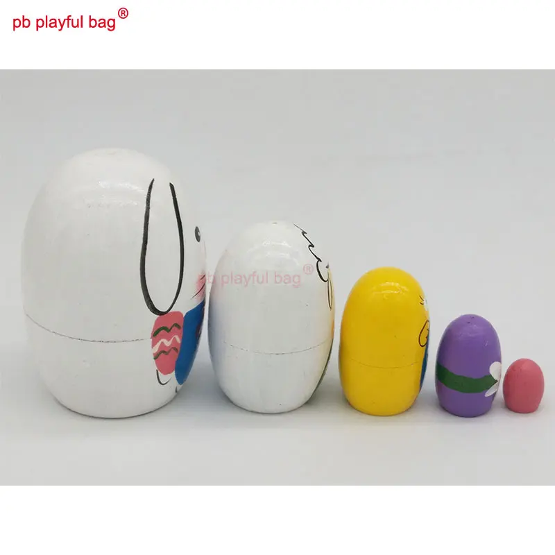 Poupées russes en forme d'œuf à cinq couches, lapin, animaux, ensemble de jouets en bois, décorations artisanales, cadeau pour enfants, poupée gigogne russe HG55