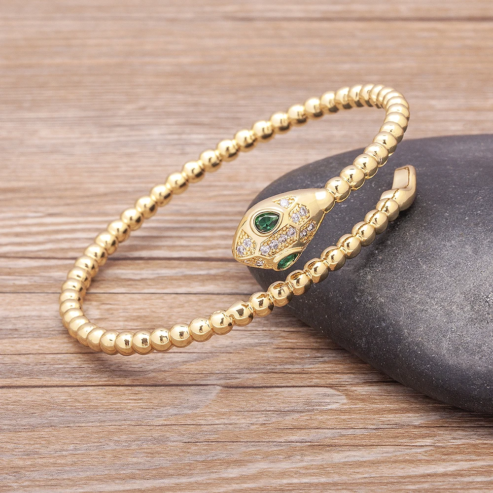 جديد وصول الأوروبية والأمريكية موضة النحاس مكعب الزركون الكفة قابل للتعديل ثعبان الإسورة مجوهرات غرامة حفل زفاف هدية #5