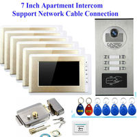 7 inch Home Video Interphone Doorphone Bell Kits Home Families Door Inductive Card Camera with 2 ~6 Monitor Intercom Systems