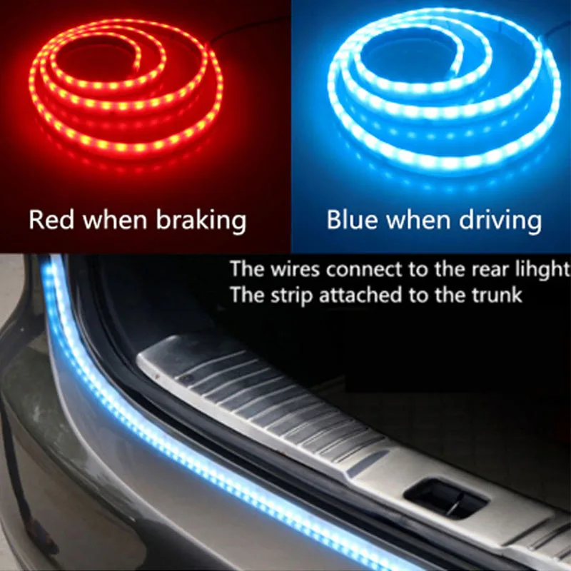 

Car Rear Trunk Tail Light Colorful Dynamic Reverse Warning LED Strip 12v Auto Additional Brake Follow Turn Signal Lamp Accessory