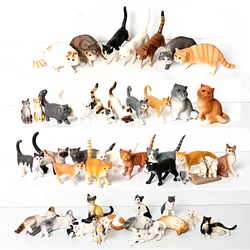 Realistic Cat Animal Model Figures Toy Pet Cat Figurines Playset Cognition Toys Set Christmas Birthday Cake Topper Gift for Kids