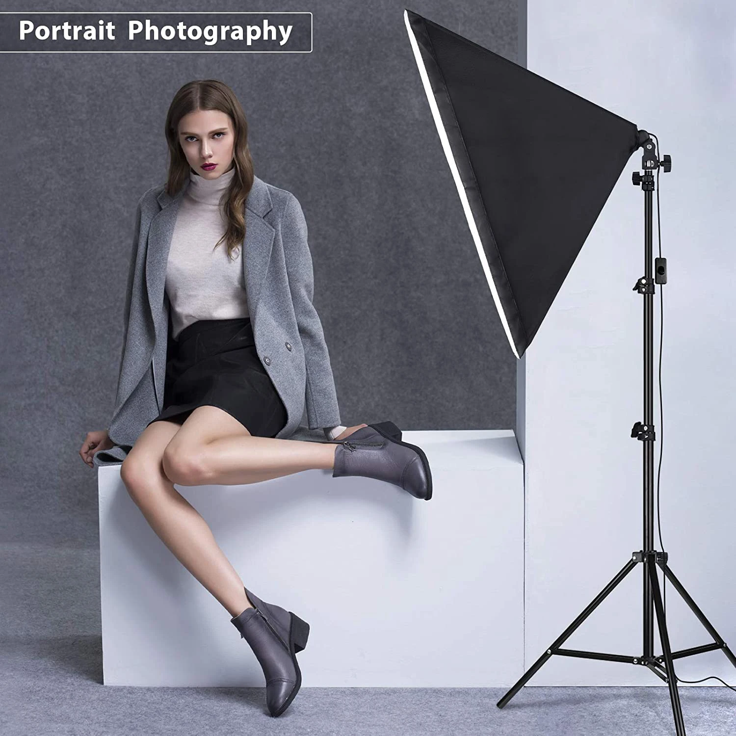 Photography Softbox Lighting Kits 50x70cm Professional Continuous Light Soft Box With Bulb E27 For Photo Studio Shoot Equipment