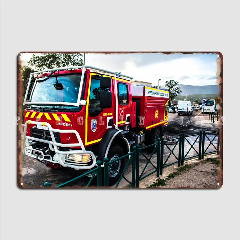 Firefighter Truck Ccf Metal Plaque Poster Decoration Club Home Plaques Wall Tin Sign Posters