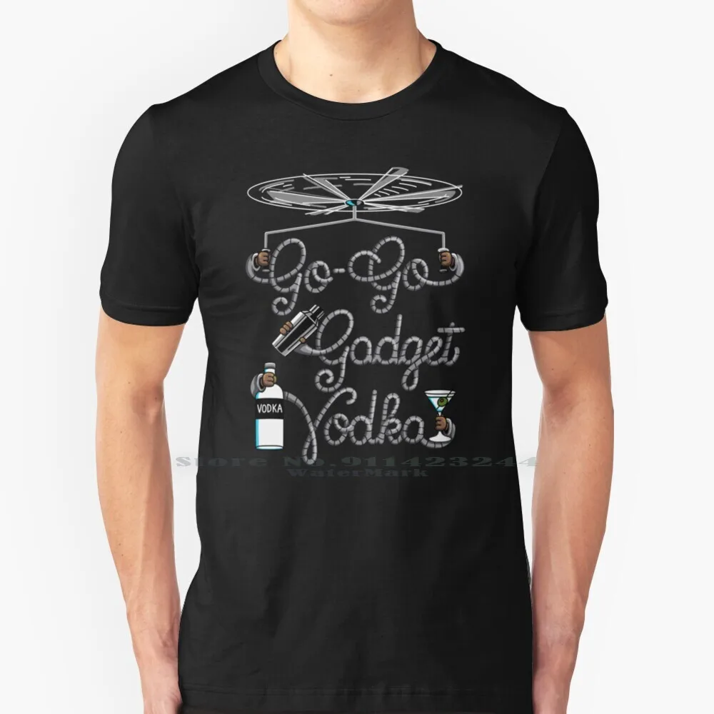 Go Go Gadget Vodka 100% Cotton T Shirt Typography Inspector Gadget Tv Cartoon 1990s Funny Vodka Drinking Cute Detective Tee