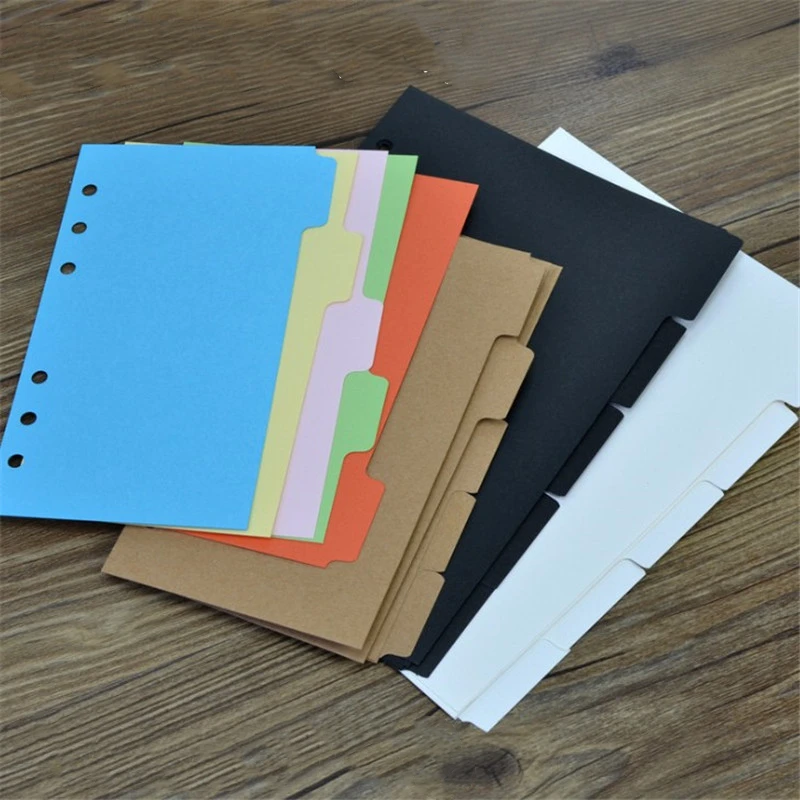 5Pcs A5 A6 Loose-leaf Diary Inner Page Notebook Scrapbook Index Tabs Planner Divider Pages with 6 Holes