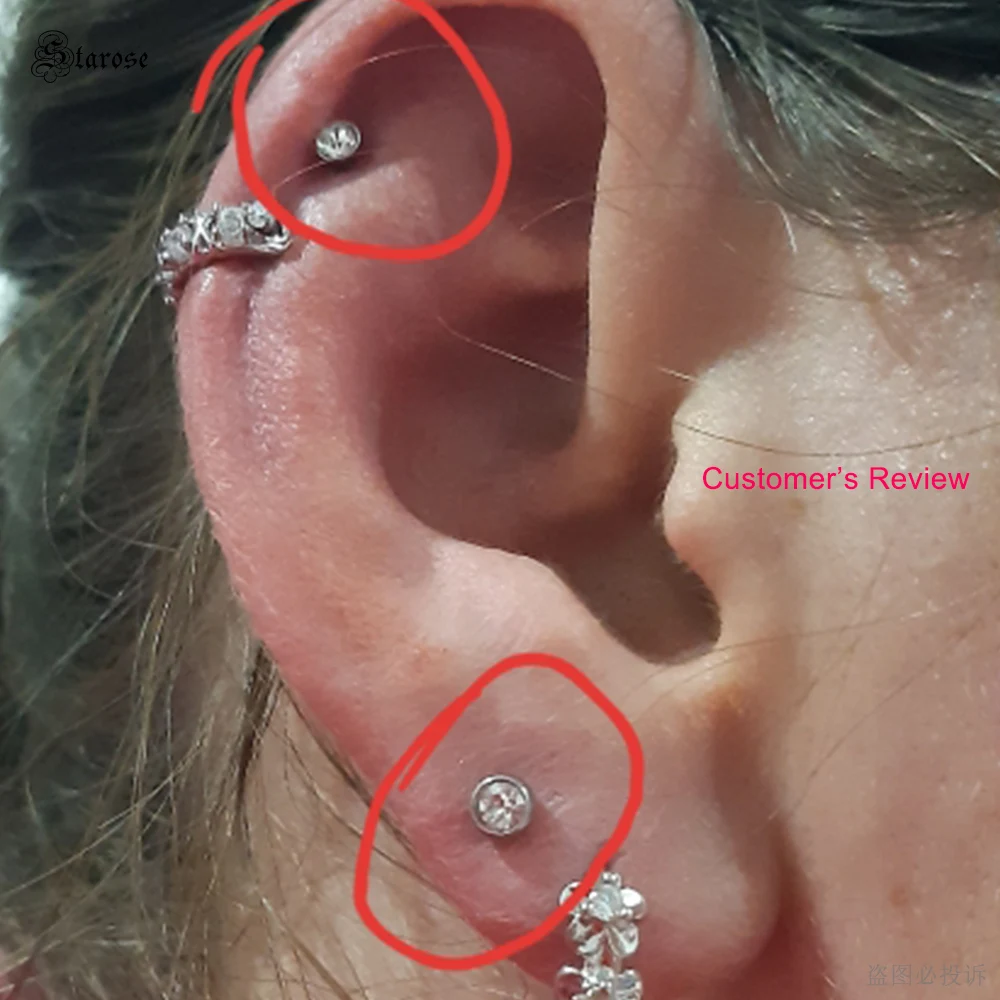 5Pcs Rainbow Blue Crystal Nose Ring Stud Set