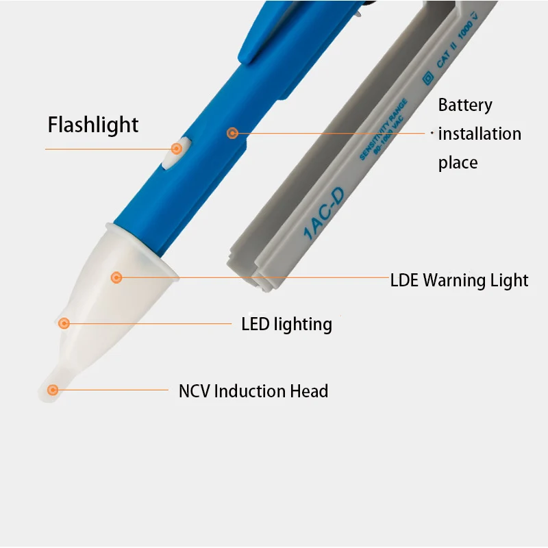 1pcs Intelligent Electric Tester 1AC－D Multifunctional Non-contact Induction Automatic Line Detection LED Alarm Sound 90-1000V