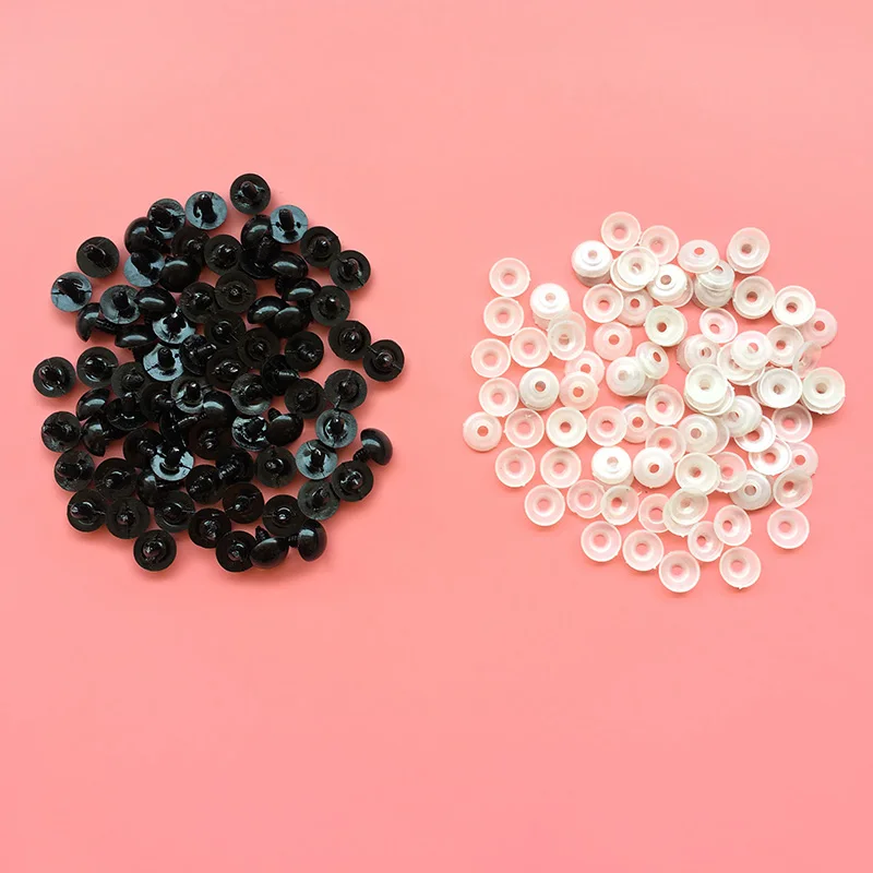 Yeux noirs de grande taille avec rondelles blanches, jouet au beurre pour ours en peluche, haute qualité, 18mm, 0,7 po, 100 pièces