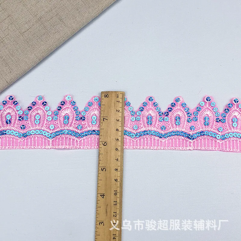 4Yards Sequined Flower Lace Ribbon Curtain Trims Curtain accessories Lace Trim  Decoration Small side 5.6cm