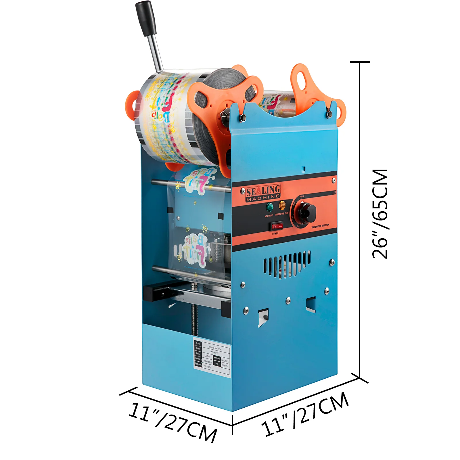 VEVOR Sigillatrice manuale per tazze Pannello di controllo accurato da 300-500 tazze/ora Resistente per sigillatrice per tazze di bevande con diametro di 90/95 mm