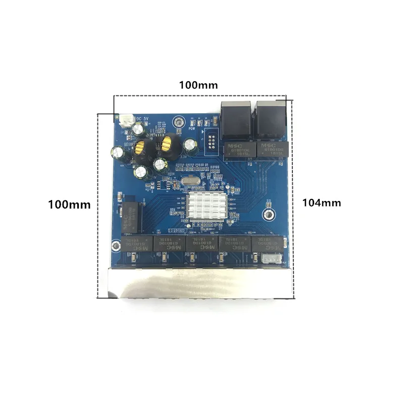 Industriële Ethernet Switch Module 5 Poorten Unmanaged10/100/1000Mbps Pcba Board Oem Auto-Sensing Poorten Pcba board Oem Moederbord