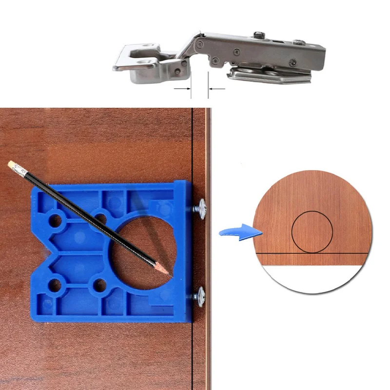 35mm Hinge Hole Drilling Guide Locator Hinge Drilling Jig Drill Bits Woodworking Door Hole Opener Cabinet Accessories Tools