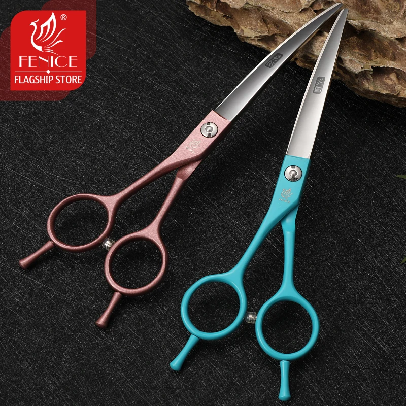 Fenice Professional Left Hand 6.5 Inch Curved&Straight Pet Dog Grooming Scissors Shears Pet Trimming Scissors Dogs Products